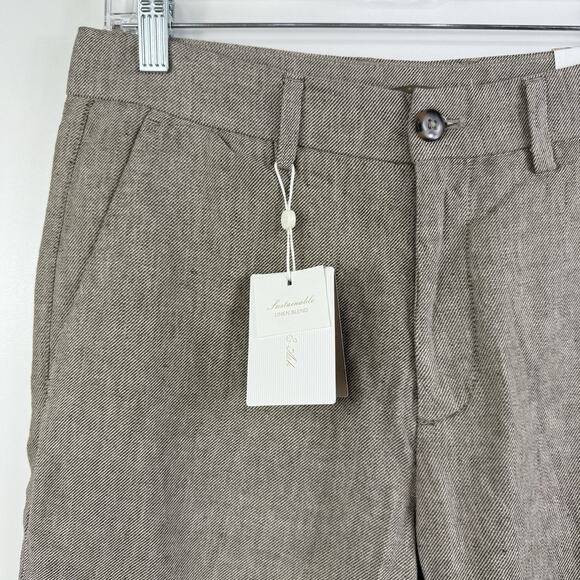 Porter & Ash New Linen Cotton Blend Shorts Mens 30 Sustainable Preppy Brown Tan - Picture 3 of 11
